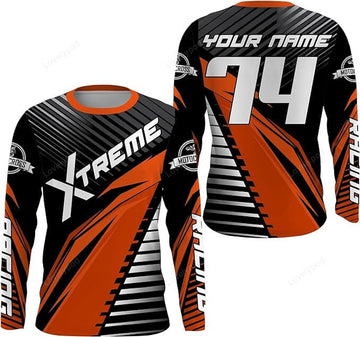 FUNSTUFFPRINT Custom Motocross Riding Jersey, Dirt Bike Racing Motorcycle Off-Road 3D Long Sleeve T-Shirt
