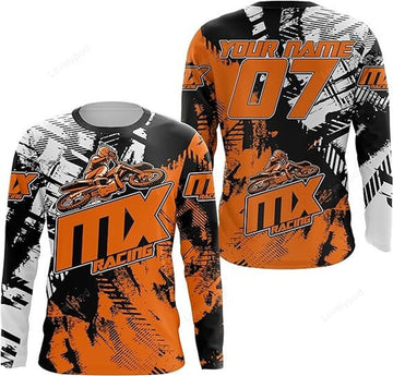 FUNSTUFFPRINT Custom MX Racing Custom Motocross Jersey Adult Kid Dirt Bike Off-Road MX Motorcycle Shirt 3D Long Sleeve T-Shirt