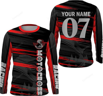 FUNSTUFFPRINT Custom Adult&Kid Dirt Bike Jersey UV Protective Motocross for Life Racing Biker Off-Road Shirt 3D Long Sleeve T-Shirt