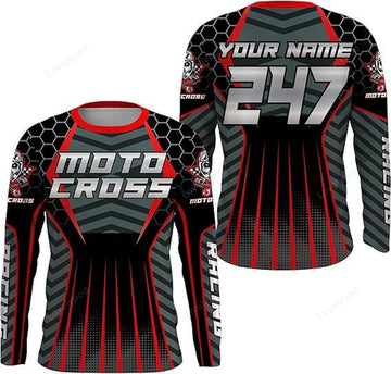 FUNSTUFFPRINT Custom Motocross Jersey for Men Women Kid Racing UV Protective MX Biker Off-Road Racewear 3D Long Sleeve T-Shirt