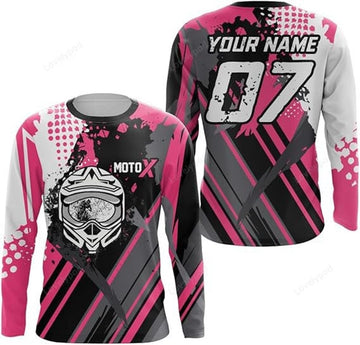 FUNSTUFFPRINT Custom Motocross Jersey Motox Dirt Bike Jersey for Women Men, Riding Off-Road MX Jersey Motorcycle Shirt 3D Long Sleeve T-Shirt