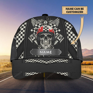 FUNSTUFFPRINT Personalized Racing American Classic Cap Hat, Skull Racer Cap Hat, Cool Racing Cap Hat