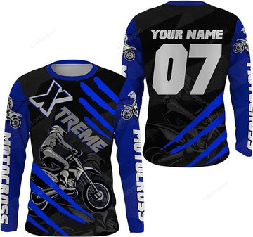 FUNSTUFFPRINT Custom Extreme Kid&Adult Motocross Jersey Personalized Dirt Bike Racing Motorcycle Shirt 3D Long Sleeve T-Shirt