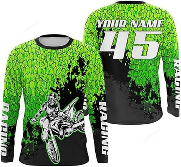 FUNSTUFFPRINT Custom Dirt Bike Jersey Personalized Motocross Racing Shirt for Men Women 3D Long Sleeve T-Shirt