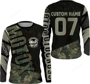 FUNSTUFFPRINT Custom Motocross Jersey No Guts No Glory Dirt Bike Shirt MX Racing Youth Men Off-Road Motorcycle 3D Long Sleeve T-Shirt