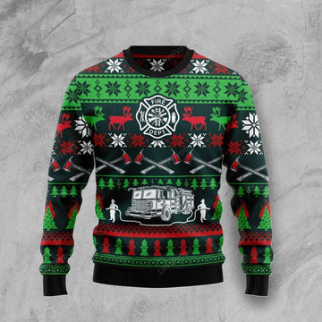 FUNSTUFFPRINT Get Festive with the Awesome Firefighter Ugly Christmas Sweater Perfect Christmas Gift Ugly Sweater