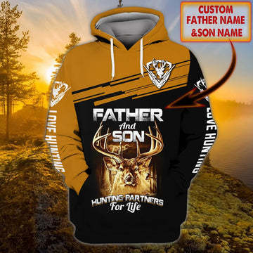FUNSTUFFPRINT Father And Son Hunting - Personalized Name 3D Hoodie and Zip Hoodie