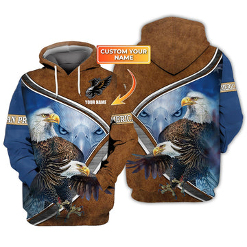 FUNSTUFFPRINT American Pride - Personalized Name 3D Hoodie and Zip Hoodie