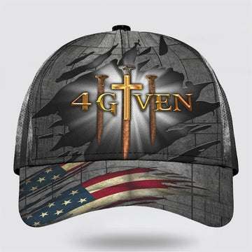 FUNSTUFFPRINT 1 Cross 3 Nails 4 Given Christian Baseball Cap - Christian Hats for Men and Women