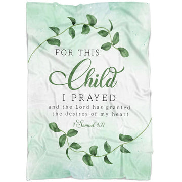 FUNSTUFFPRINT 1 Samuel 127 For This Child I Prayed Fleece Blanket - Christian Blanket - Bible Verse Blanket