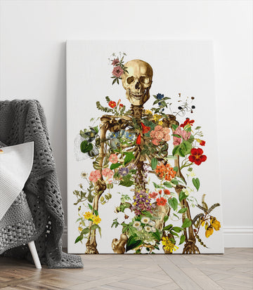 Human Skeleton Flower Gift for Doctor Wall Art Art Anatomy Canvas Prints