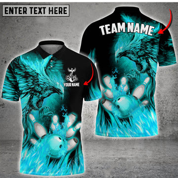 Custom Flame Phoenix Bowling And Pins Customized Name 3D Shirt, Gift For Bowling Lovers