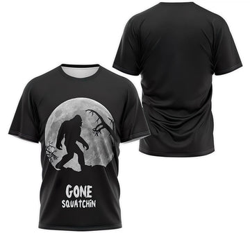 FUNSTUFFPRINT Personalized T-Shirt, Hoodie - Bigfoot Gone Squachin Moon 3D T-shirt