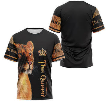 FUNSTUFFPRINT Personalized T-Shirt, Hoodie - Lion The Queen Crown 3D T-shirt