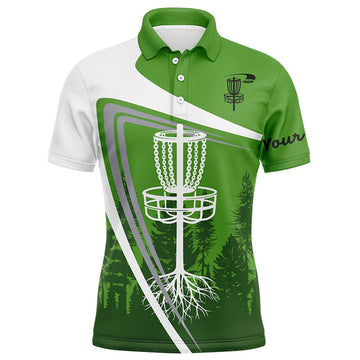 Custom Disc Golf Men Polo Shirt, Custom Name Green Disc Golf Basket Apparel - Personalized Sports Gifts For Men, Husband, Boyfriend, Golf Lover