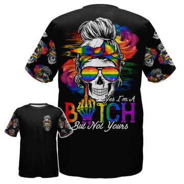 FUNSTUFFPRINT Skull Pride T-Shirts, Gift For LGBT Friends Gift For LGBT Community, Pride Lesbian Shirt 3D T-shirt