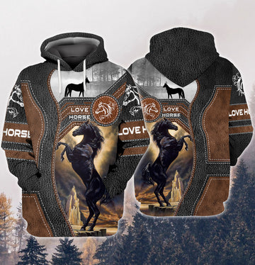 FUNSTUFFPRINT Brown Horse 3D Full Print 3D Hoodie and Zip Hoodie