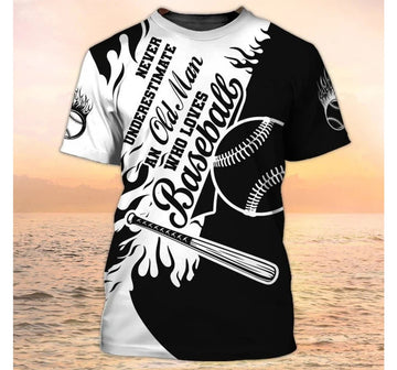 FUNSTUFFPRINT Personalized Baseball Old Who Loves Baseball Baseball Player - 3D Printed T-shirt