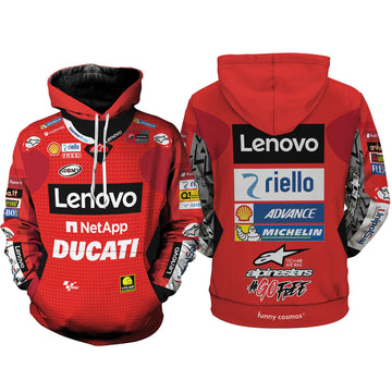 FUNSTUFFPRINT Francesco Bagnaia MotoGP Racing Sweat 3D Hoodie and Zip Hoodie
