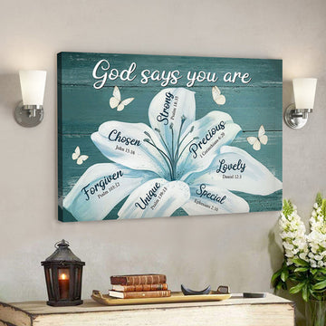 God Canvas - Bible Verse Wall Art Canvas - Scripture Wall Decor - God Says You Are Strong Canvas Poster