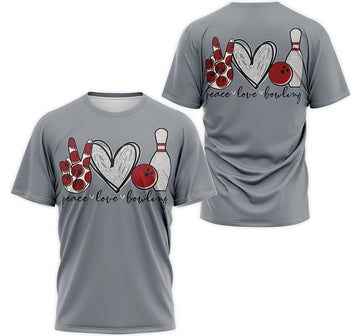 FUNSTUFFPRINT Personalized T-Shirt, Hoodie - Bowling Peach Love 3D T-shirt
