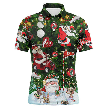 Custom Funny Christmas Golf Custom Name Men Polo Shirts, Santa Golfer Christmas Gifts Apparel - Personalized Gift For Men, Husband, Boyfriend, Lovers