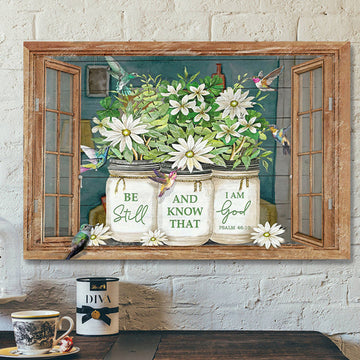 Christian Canvas Wall Art - Bible Verse Canvas - Be Still And Know That I Am God Flower Canvas Poster