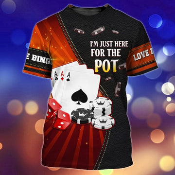 FUNSTUFFPRINT Pocker Shirt, Casino Shirts, I Am Just Here For The Pot T-Shirt 3D 3D T-shirt