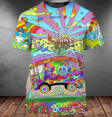 FUNSTUFFPRINT 3D Full Printed Hippie Bus Hipster Shirts, Hippie Bus T-Shirt, Present To Hippie, Hipster Shirts, Hipster Gift 3D T-shirt