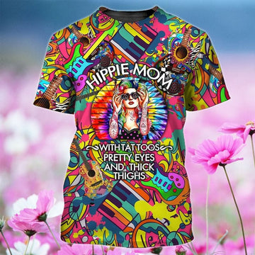 FUNSTUFFPRINT Hippie Mom 3D T-Shirt, Hippie Life Shirts, Gift For Hippie, Hippie Lovers Gifts 3D T-shirt