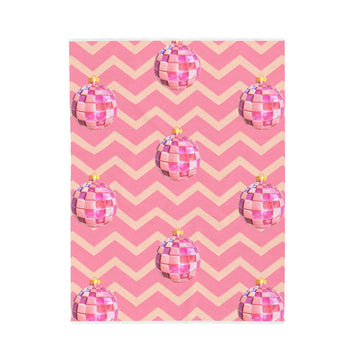 FUNSTUFFPRINT Pink Chevron Disco Ball Christmas Velveteen Plush Blanket