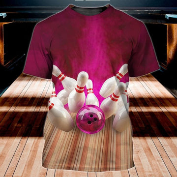 FUNSTUFFPRINT Pink Bowling Shirt, Women Bowling Player Shirt, Bowling Gifts For Her 3D T-shirt