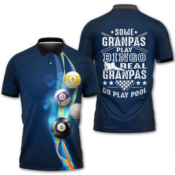 Billiard Polo Shirt, 3D Polo Shirt For Billiard Player, Granpas Play Pool Polo Shirt, Gift For Him