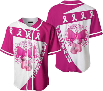 Pink Butterfly Breast Cancer Awareness Baseball Jersey Gift for Breast Cancer Survivors, Be Strong