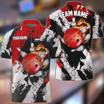 Custom Bowling And Pins Hexagram 2 Multicolor Option Customized Name 3D Bowling Jersey Shirt