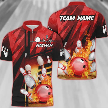 Custom Bowling And Pins Abstract Grunge Texture Multicolor Option Customized Name 3D Bowling Jersey Shirt