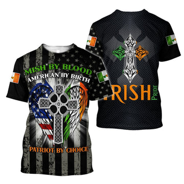 FUNSTUFFPRINT Irish Pride St Patrick Day 3D Shirt, Coolspod St. Patrick's Day American Flag Shirt, USA Flag Shirt, Lucky Shirt 3D T-shirt