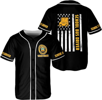 Custom Bus Driver Baseball Jersey School Bus Driver Shirts Men Yellow Bus Jersey