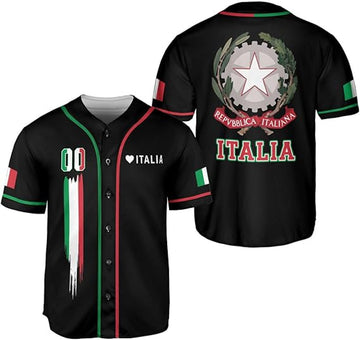 Custom Italia Baseball Jersey Men Italian Soccer Jersey Shirt Italia Pride Flag