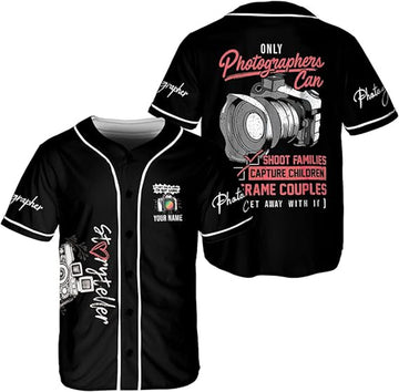 Custom Photography Jersey Shirts Photographer Baseball Jersey Shirt Photographic