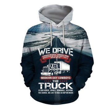 FUNSTUFFPRINT Trucker 3D Hoodie Modern Day Cowboys The Truck Is Our Horse 3D Hoodie and Zip Hoodie