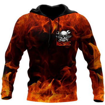 FUNSTUFFPRINT Mechanic Skull 3D Hoodie For Men And Women 3D Hoodie and Zip Hoodie