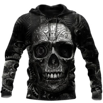 FUNSTUFFPRINT Mechanic Skull 3D Hoodie For Men And Women Black 3D Hoodie and Zip Hoodie