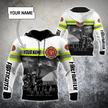 FUNSTUFFPRINT Personalized Firefighter 3D Hoodie For Men And Women Custom Name 3D Hoodie and Zip Hoodie