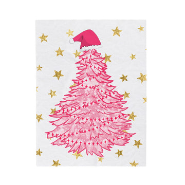 FUNSTUFFPRINT Pink Tree Velveteen Plush Blanket