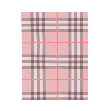 FUNSTUFFPRINT Pink Plaid Velveteen Plush Blanket