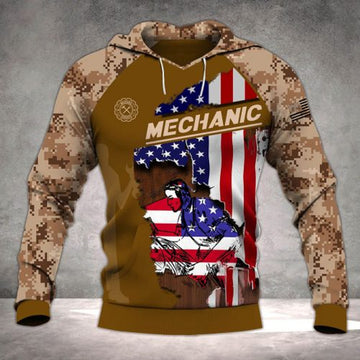 FUNSTUFFPRINT Mechanic 3D Hoodie American Flag Patriot 3D Hoodie and Zip Hoodie