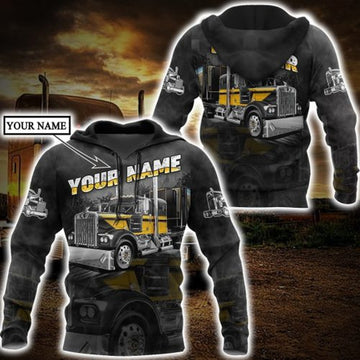 FUNSTUFFPRINT Personalized Trucker 3D Hoodie For Men Yellow Truck 3D Hoodie and Zip Hoodie