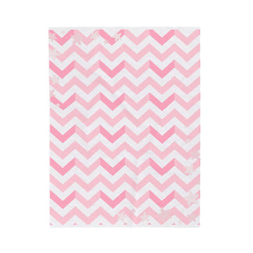 FUNSTUFFPRINT Velveteen Plush Blanket - Pink Chevron Cozy