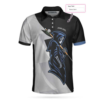 Custom Personalized Skull Billiards Polo Shirt For Men, 8 Ball Skull Custom Men Polo Shirt, Custom Billiards Gift For Billiards Lovers
